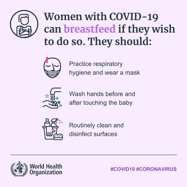 세계보건기구에서 코로나19 감염여성도 모유수유를 할 수 있다는 지침을 발표했다.(출처: 세계보건기구 페이스북)