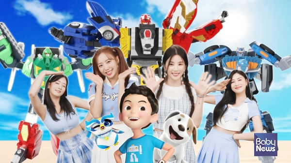 어린이들의 비밀친구 ‘헬로카봇’ 뮤직비디오에 출연한 인기 아이돌 그룹 에이핑크. ⓒ초이락컨텐츠컴퍼니