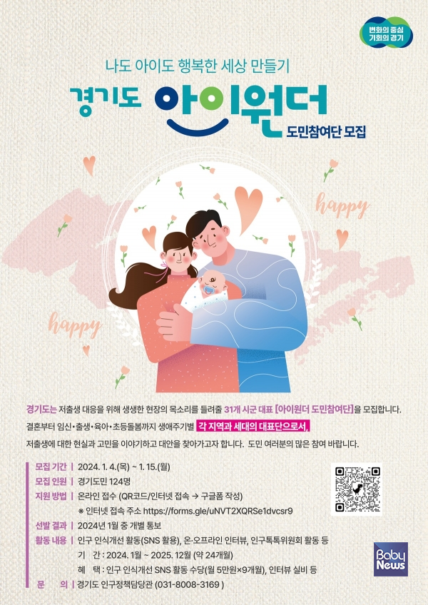 ‘아이원더’ 도민참여단 124명 모집 안내. ⓒ경기도