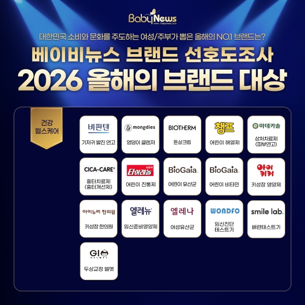2026 베이비뉴스 브랜드 선호도조사 건강 헬스케어 분야 1위에 오른 2026 올해의 브랜드 대상. ⓒ베이비뉴스