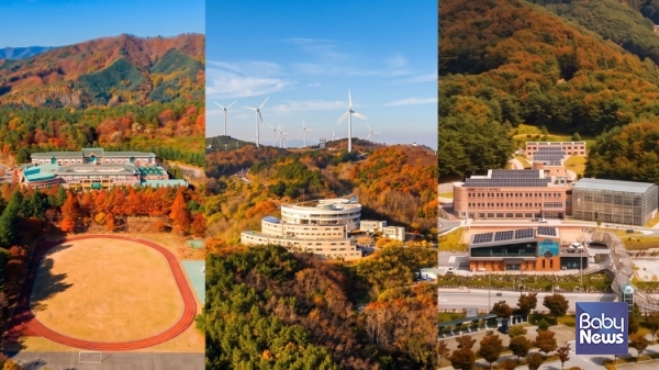 가을로 물든 국립청소년시설(왼쪽부터 국립평창청소년수련원, 국립청소년해양센터, 국립청소년미래환경센터). ⓒ한국청소년활동진흥원