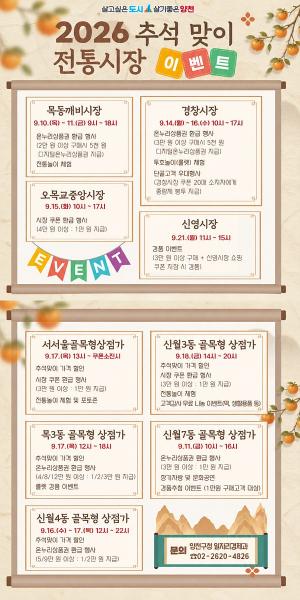 [오늘의 특가] “풍성한 한가위 혜택 챙겨 가세요“ 양천구, 전통시장 명절 이벤트 개최 外